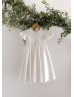 Ivory Satin Lace Chic Flower Girl Dress Baptism Dress